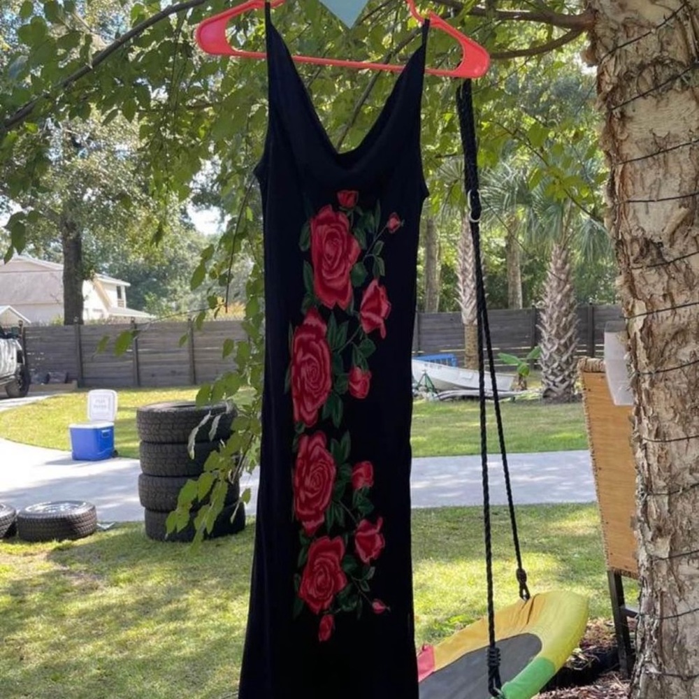 Black dress with rose detail